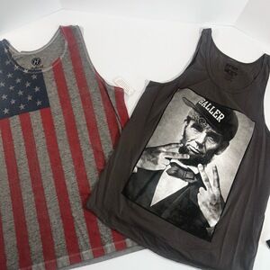 Mens Tank Tops Lot L Multi-Color Graphic Patriotic NWT Like New